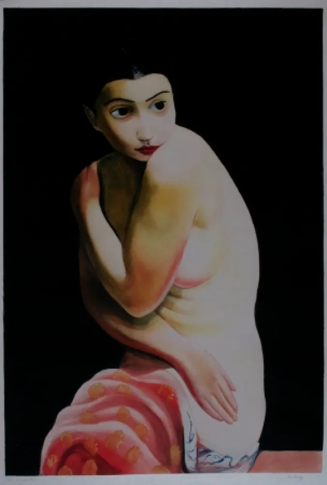Aquatint Kisling - Nu Assis