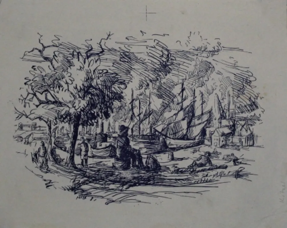 Lithografie Kitzel - Port