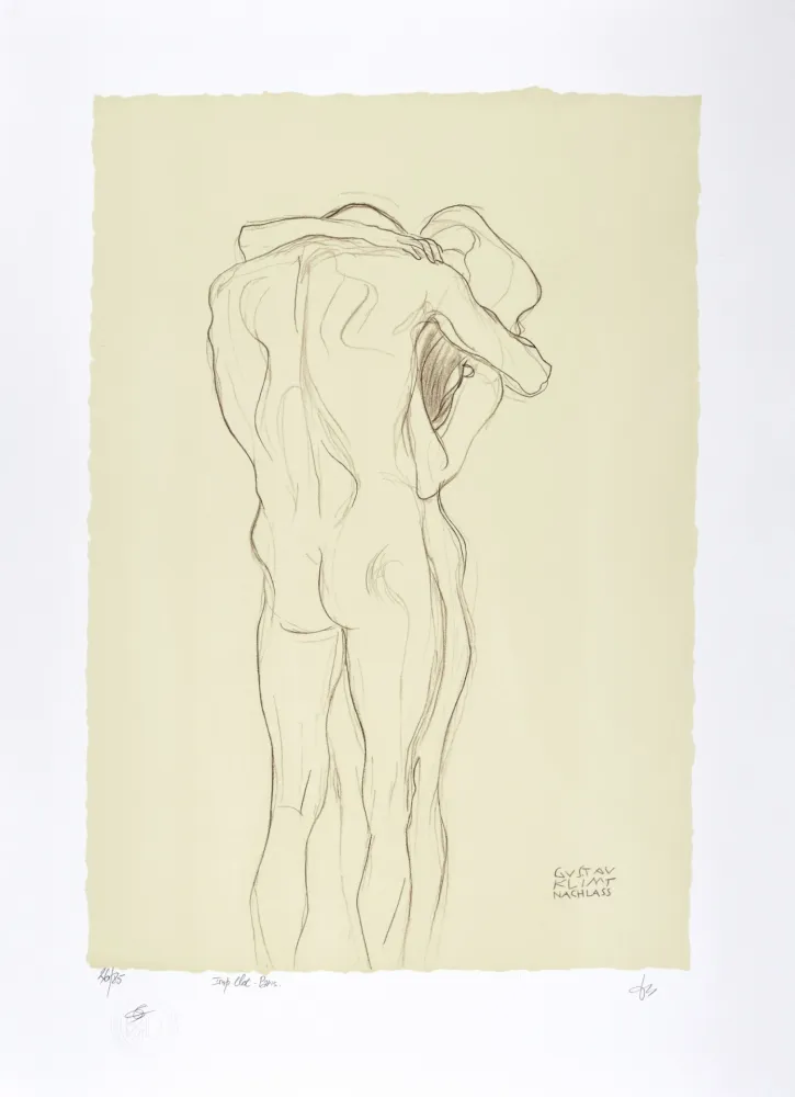 Lithografie Klimt - Couple enlacé / Couple embracing, 1901