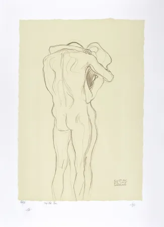 Lithografie Klimt - Couple enlacé / Couple embracing, 1901