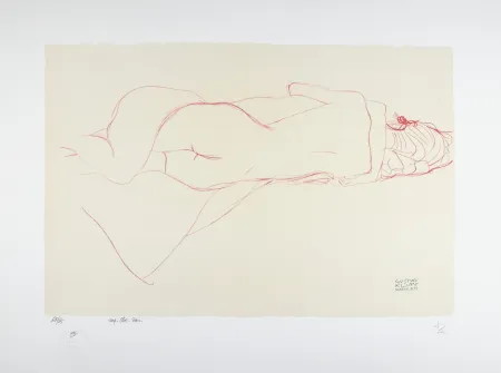 Lithografie Klimt - Etude pour le serpent d'eau / Study for Water Snakes | Deux femmes enlacées / Two women embracing, 1905