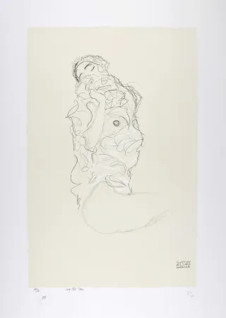 Lithografie Klimt - La fille aux yeux fermés, 1917 | The girl with her eyes closed, 1917