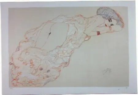 Lithografie Klimt - La fille en robe longue
