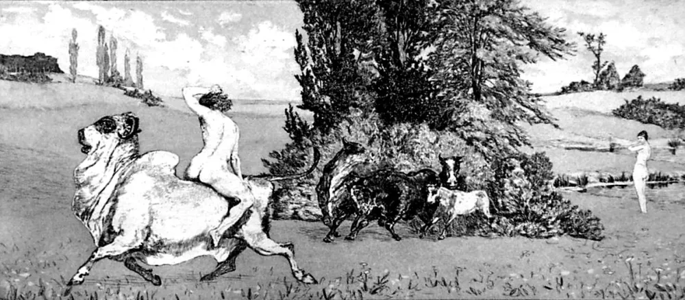 Ets En Aquatint Klinger - Apollo e Dafne III