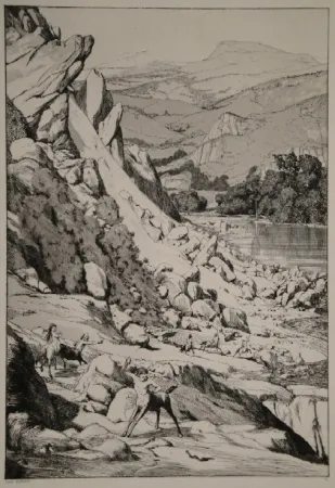 Ets En Aquatint Klinger - Bergsturz