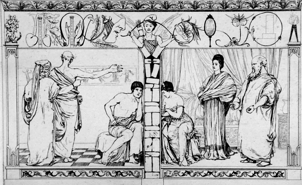 Ets En Aquatint Klinger - Piramo e Tisbe I(foglio 2a)