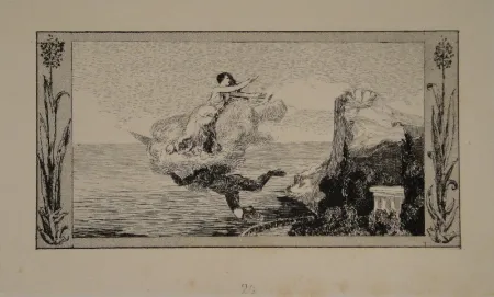 Ets En Aquatint Klinger - Zephyrus Psyche wegtragend / Zephyr Carrying Psyche Away