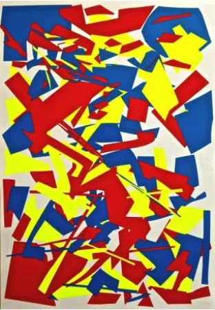 Zeefdruk Knoebel - Messerschnitte - rot-gelb-blau / Motiv 18