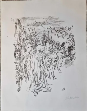 Lithografie Kokoschka - Enter with drum and colours: Cordelia and Soldiers (Act IV, Scene IV), from the portfolio King Lear