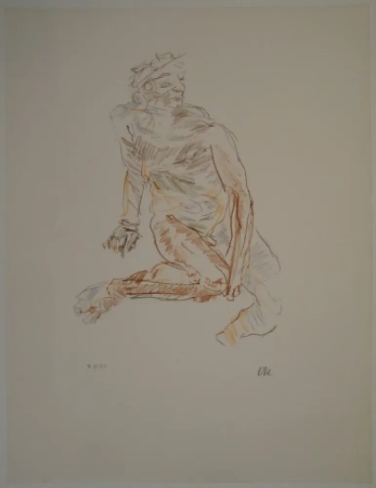 Lithografie Kokoschka - Flussgott