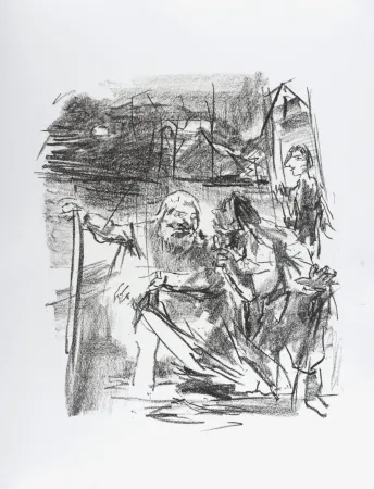 Lithografie Kokoschka - Gloucester led by an old man, 1963