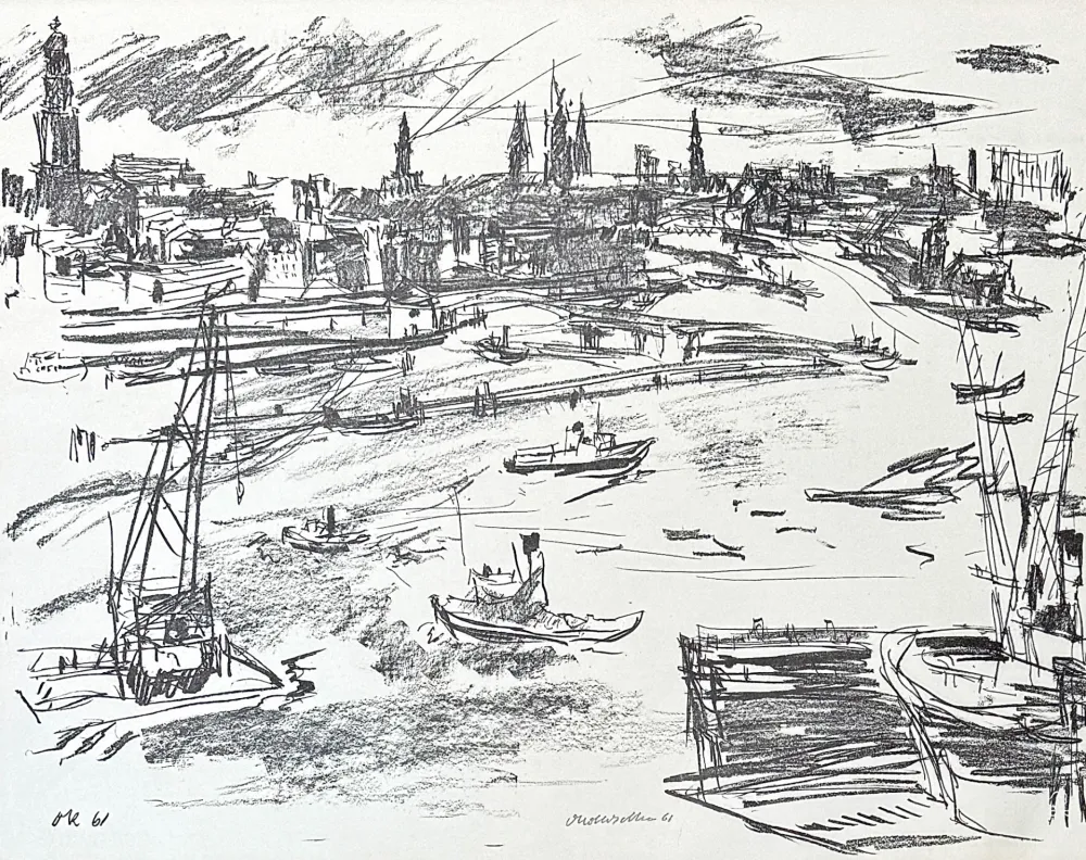 Lithografie Kokoschka - Oskar Kokoschka (1886–1980) - Port of Hamburg - Lithograph on paper - 1961