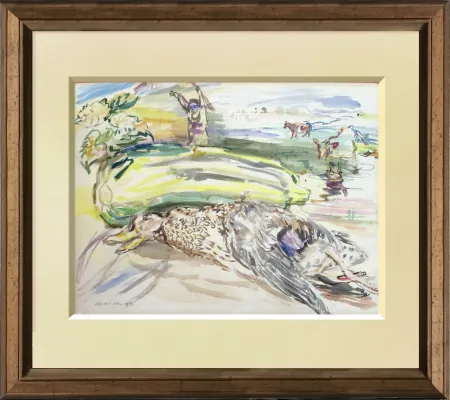 Geen Techniek Kokoschka - Stilllife and landscape Original watercolour on paper