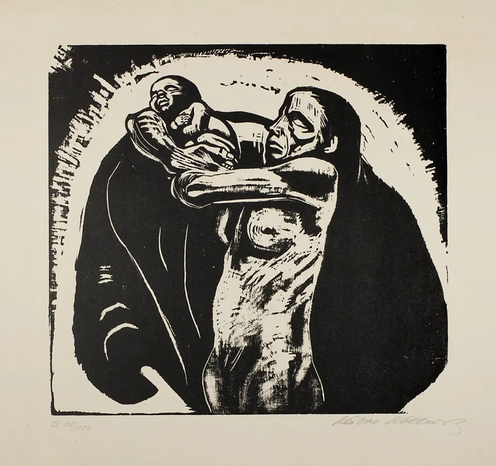 Houtsnede Kollwitz - Das Opfer (The sacrifice)