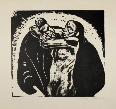 Houtsnede Kollwitz - Das Opfer (The sacrifice)