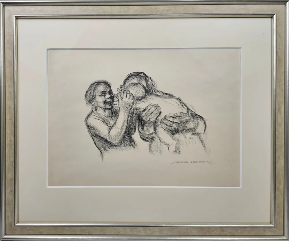 Lithografie Kollwitz - Eltern mit Kind (Mutterglück)