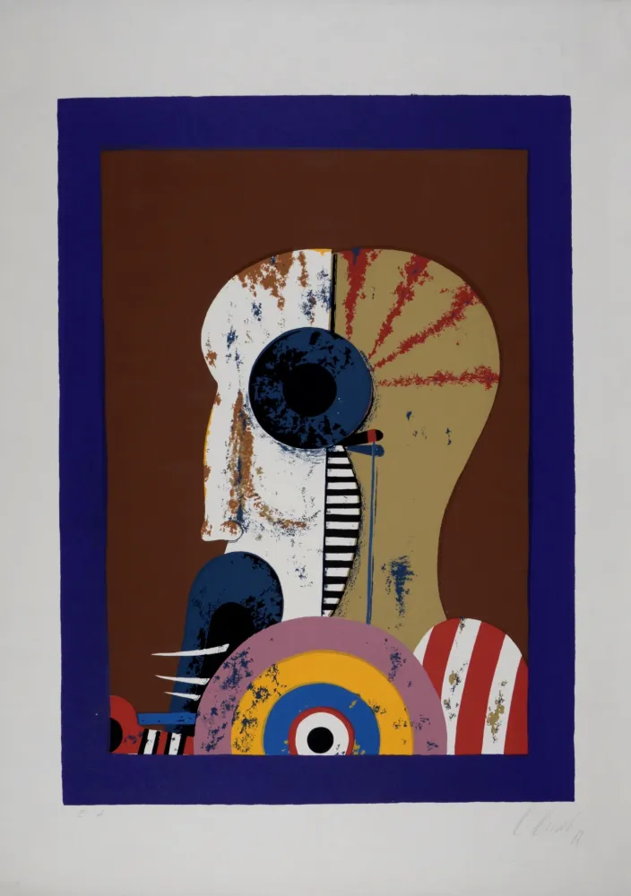 Zeefdruk Korab - Tête avec cible, 1969 - Hand-signed