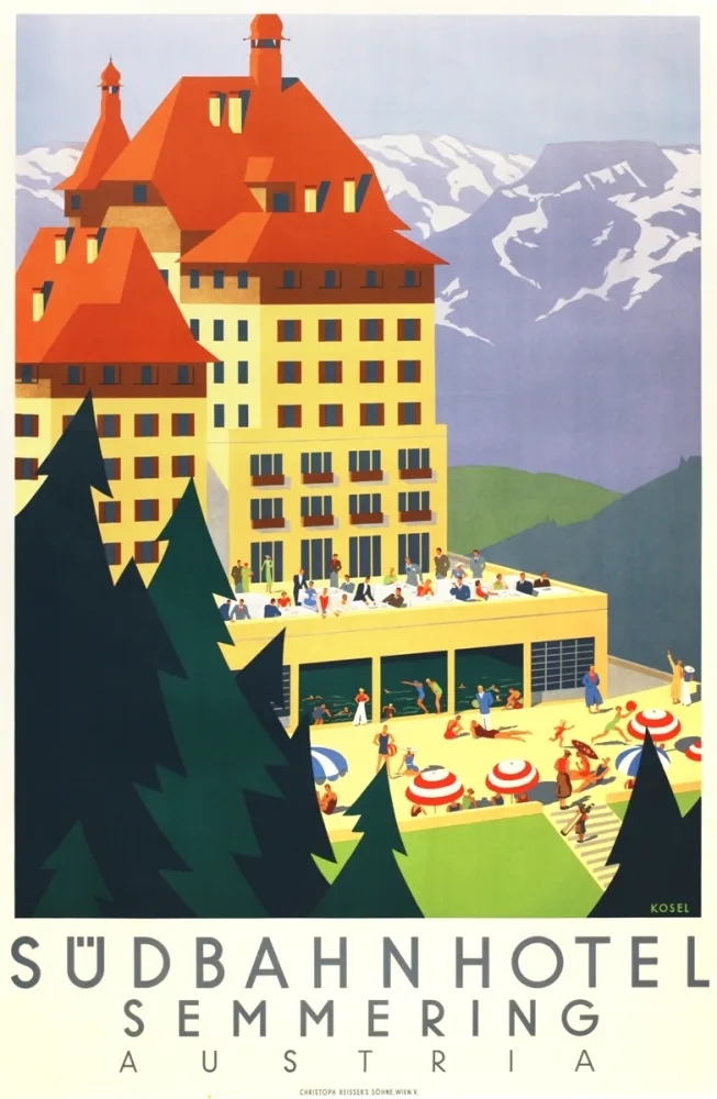 Lithografie Kosel - Südbahnhotel Semmering Austria