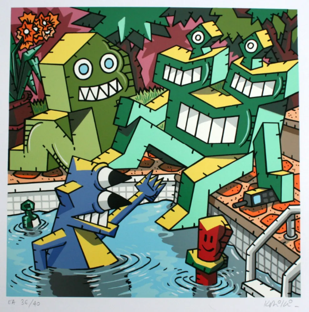 Zeefdruk Kriki - La piscine