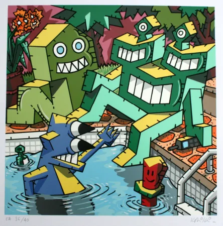 Zeefdruk Kriki - La piscine