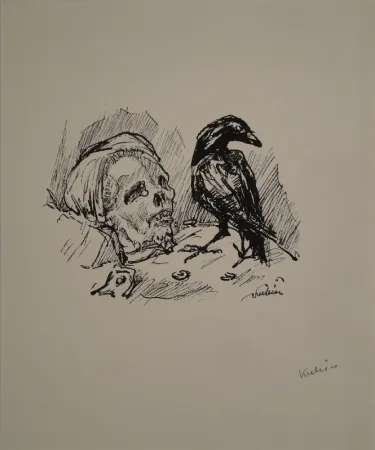Lithografie Kubin - Der Rabe und die Tote