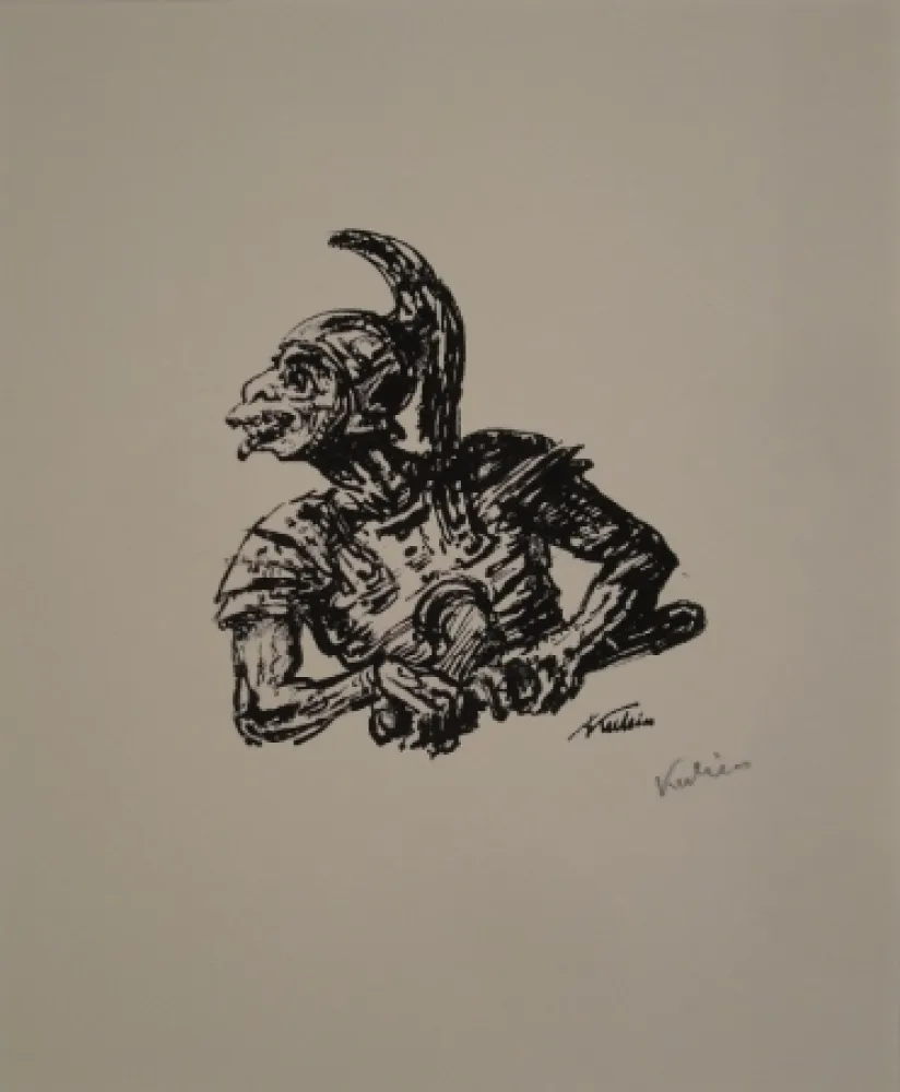 Lithografie Kubin - Der Soldat, der Christi Seite durchstach. 