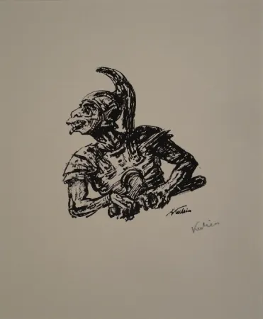 Lithografie Kubin - Der Soldat, der Christi Seite durchstach. 