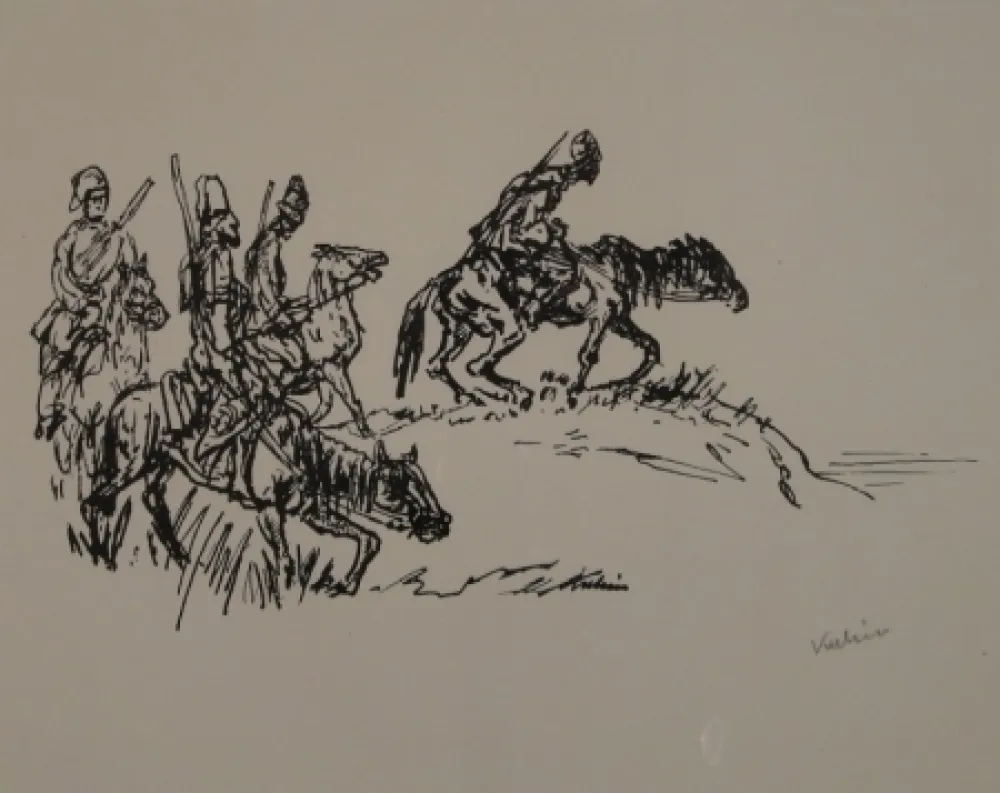 Lithografie Kubin - Kosaken