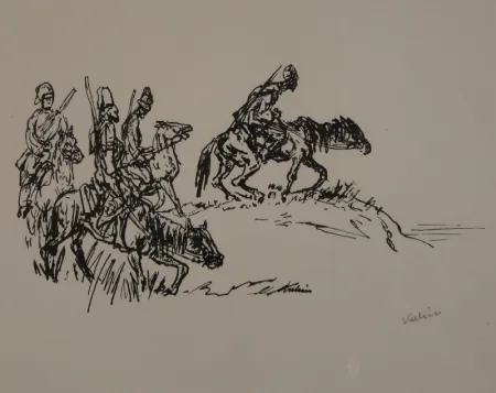 Lithografie Kubin - Kosaken