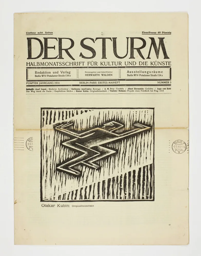 Houtsnede Kubín - Untitled (Cubist male figure) 