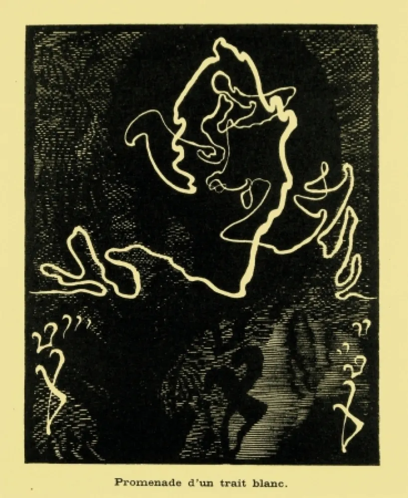 Houtsnede Kupka - Promenade d'un trait blanc