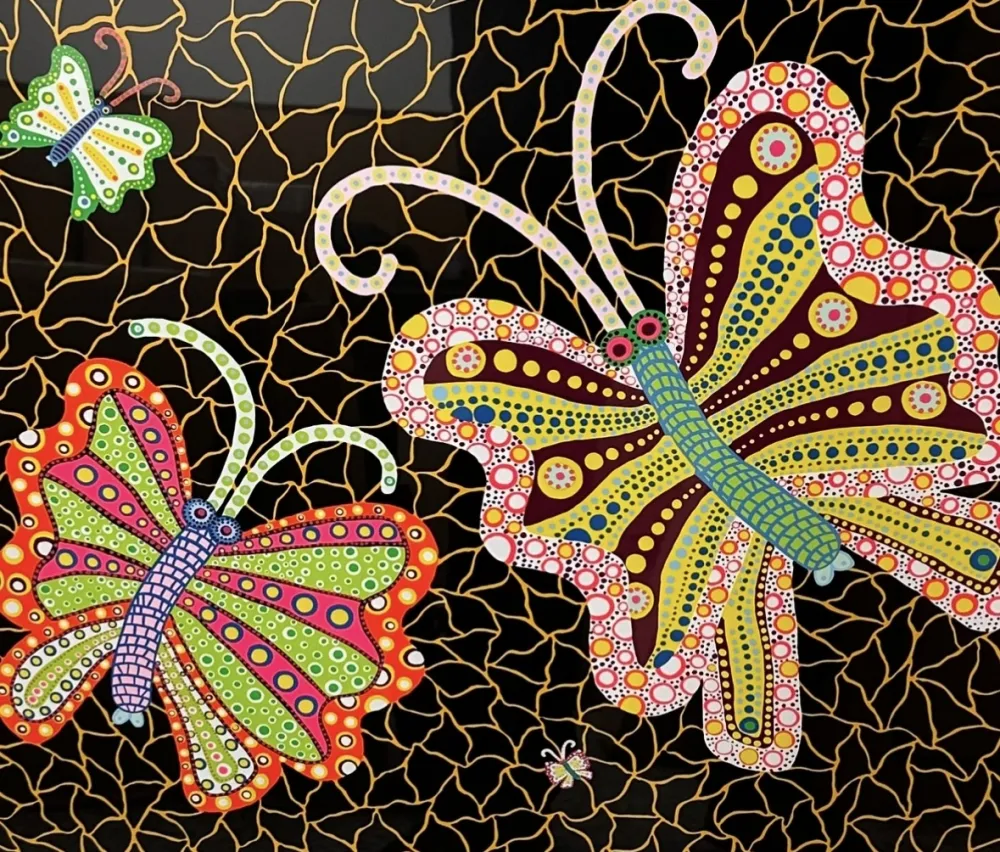 Zeefdruk Kusama - Butterfliies