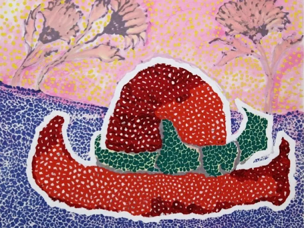 Zeefdruk Kusama - Hat left behind in the field