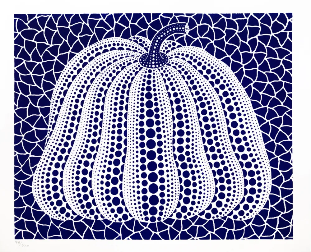 Lithografie Kusama - Pumpkin (Dark Blue)