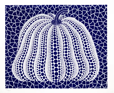 Lithografie Kusama - Pumpkin (Dark Blue)