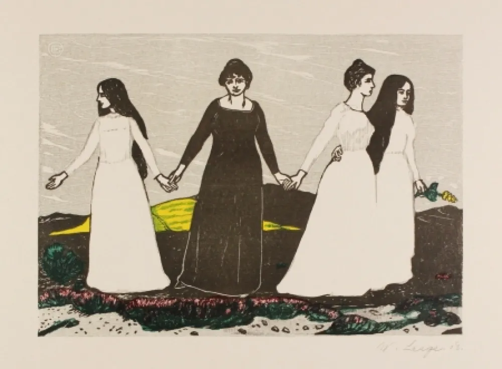 Houtsnede Laage - Sommers Abschied von der Heide