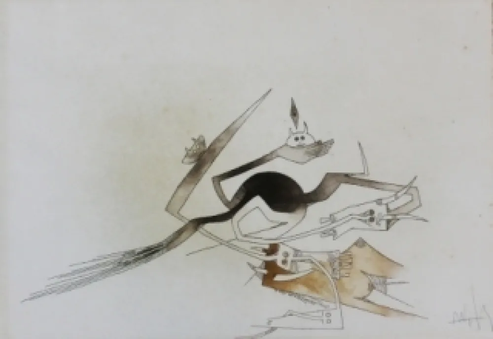 Ets En Aquatint Lam - Contre une maison sèche