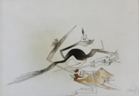 Ets En Aquatint Lam - Contre une maison sèche