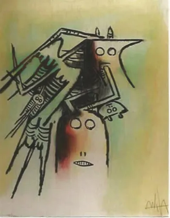 Lithografie Lam - Elle, casquee