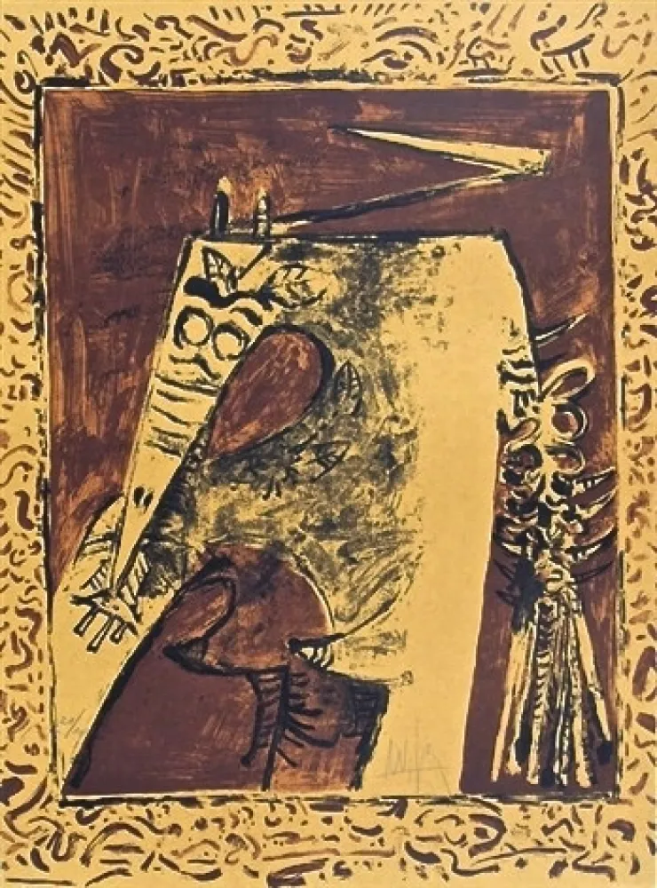 Lithografie Lam - Figure ocre