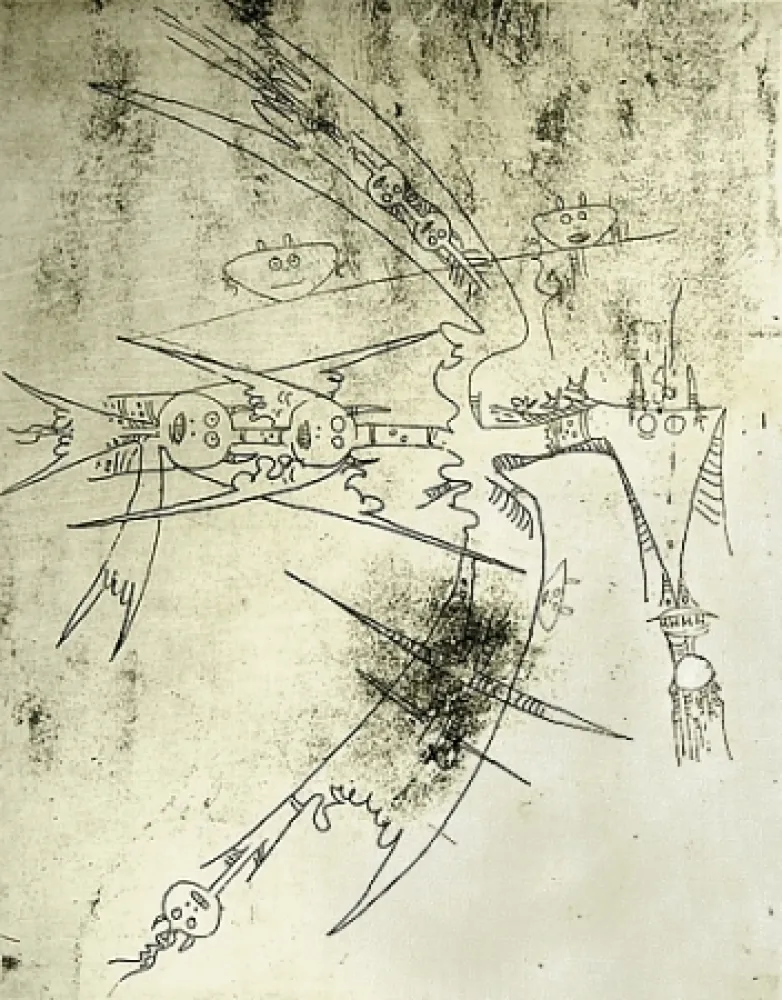 Ets En Aquatint Lam - Le Monde entre dans un sac