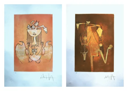 Ets En Aquatint Lam - Le monde magique; La sensualitè de la femme