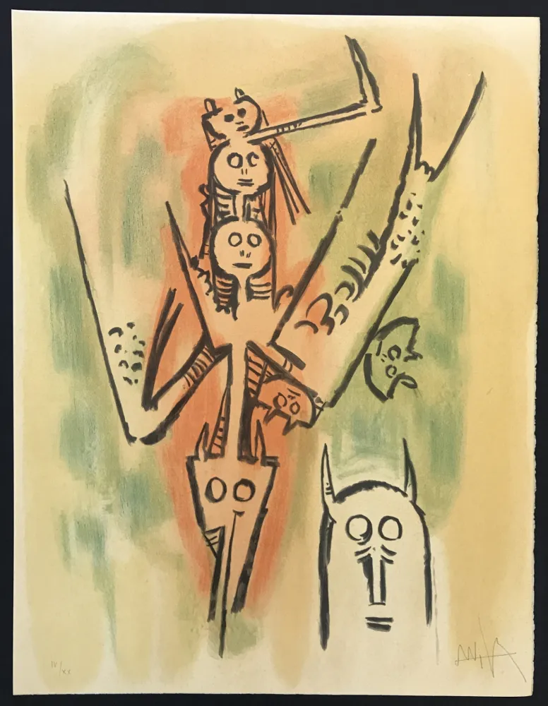 Lithografie Lam - Le Regard Vertical 7302 (Laissez-moi l'enjamber)