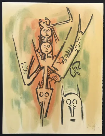 Lithografie Lam - Le Regard Vertical 7302 (Laissez-moi l'enjamber)