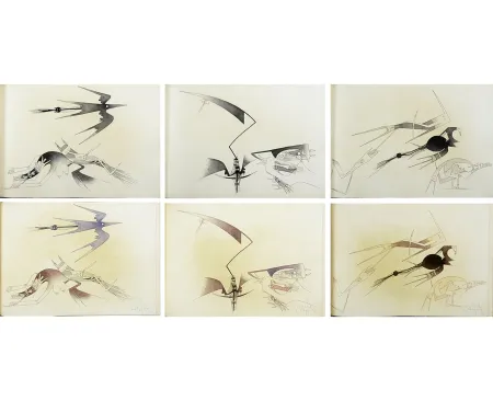 Geïllustreerd Boek Lam - René Char. CONTRE UNE MAISON SÈCHE. 9 eaux-fortes originale + 9 la suite en couleurs signée (1975)