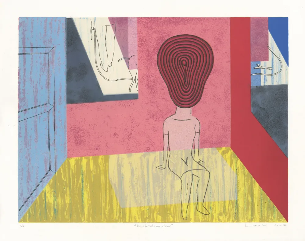 Lithografie Lambé - Dans la tête du chien