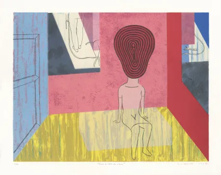 Lithografie Lambé - Dans la tête du chien