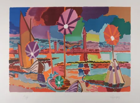 Lithografie Lapicque - Crépuscule sur Burano, 1955 - Hand-signed