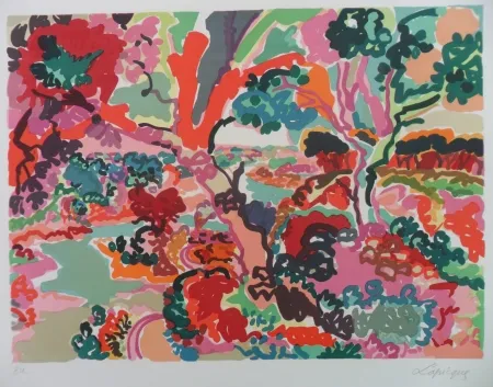 Lithografie Lapicque - Foret au bord du Trieux