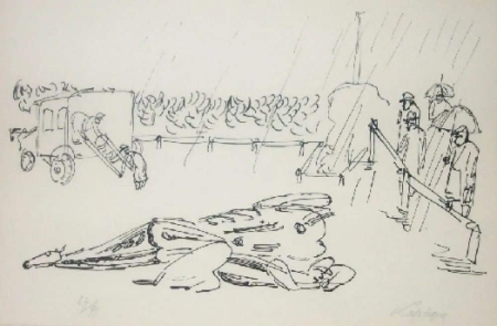 Lithografie Lapicque - L'accident